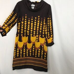 J CREW COLLECTION 100% Silk brown yellow dress